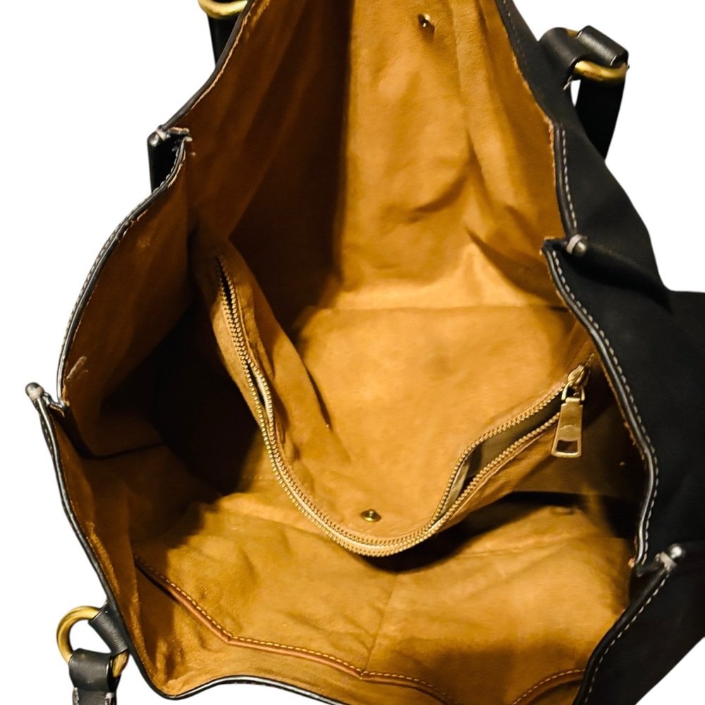 COACH Theo Tote Black Leather Shoulder Bag w/Golden Accents, Authentic. EUC - Picture 9 of 16